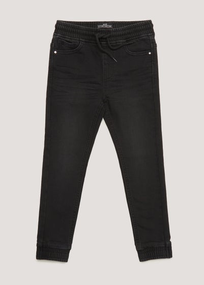 Boys Black Cuffed Jersey Denim Jeans (4-13yrs) - Age 4 Years