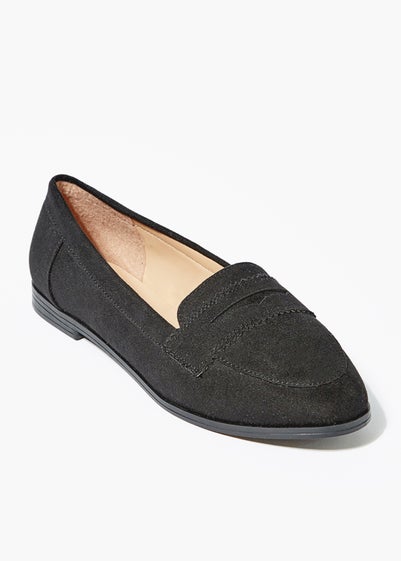 Black Wide Fit Loafers - Size 3