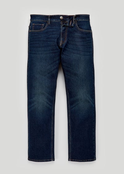 Dark Wash Stretch Straight Fit Jeans - 30 Waist Regular