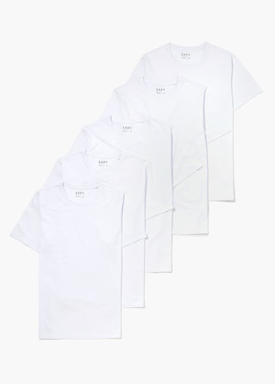 5 Pack White Crew Neck T-Shirts - Small