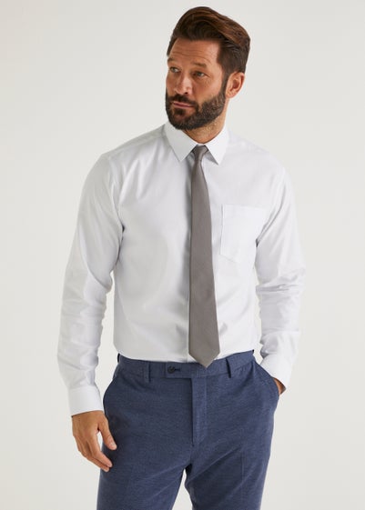 Taylor & Wright White Herringbone Regular Fit Shirt - 15 Collar