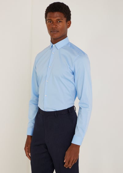 Taylor & Wright Blue Poplin Slim Fit Shirt - 15 Collar