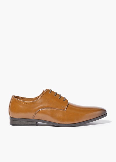 Tan Faux Leather Derby Shoes - Size 6