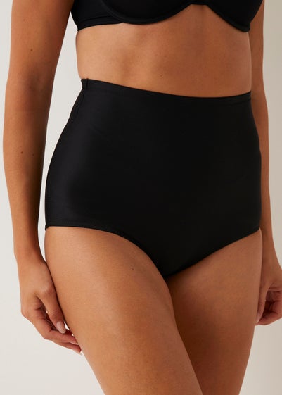Black High Waisted Medium Support Control Knickers - Size 8