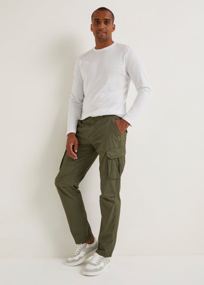 Khaki Slim Fit Cargo Trousers - 30 Waist Regular