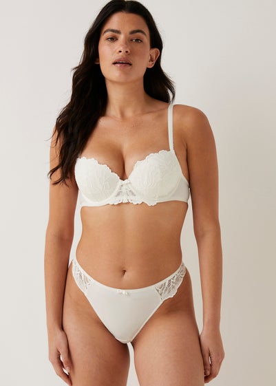 Cream Lace Thong - Size 6