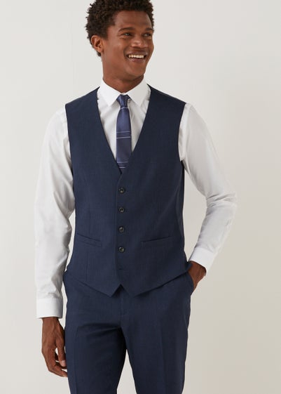 Taylor & Wright Bristol Navy Slim Fit Suit Waistcoat - Small
