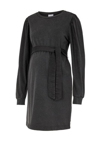 Mamalicious Maternity Black Sweatshirt Dress - XS - UK 6