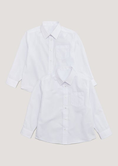 Girls 2 Pack White Generous Fit Long Sleeve School Blouses (6-16yrs) - Age 6 Years