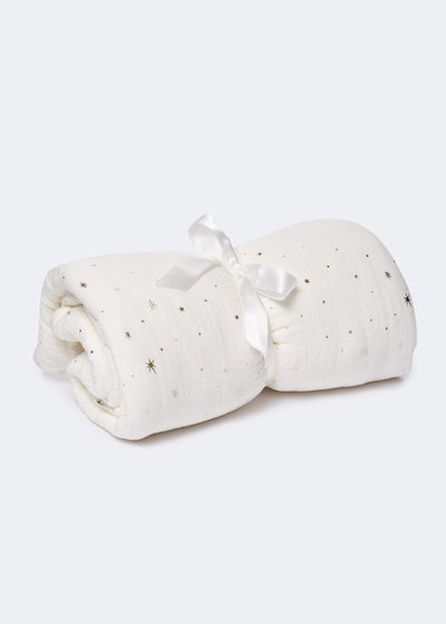 Baby Cream Muslin Star Foil Blanket (60cm x 80cm) - One Size