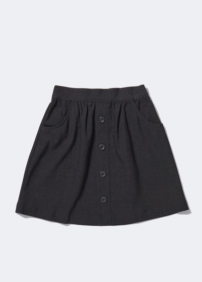 Girls Grey Button Front School Skirt (3-13yrs) - Age 3 Years