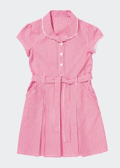 Girls Red Gingham Belted School Dress (3-14yrs) - Age 3 Years