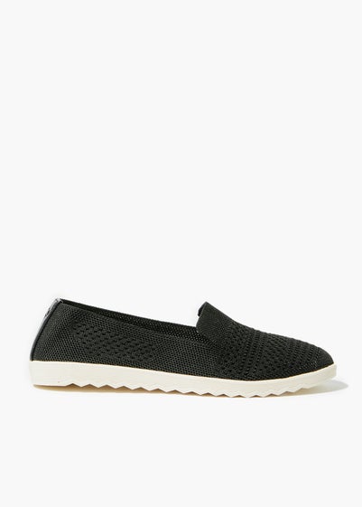 Soleflex Black Knitted Slip On Shoes - Size 3