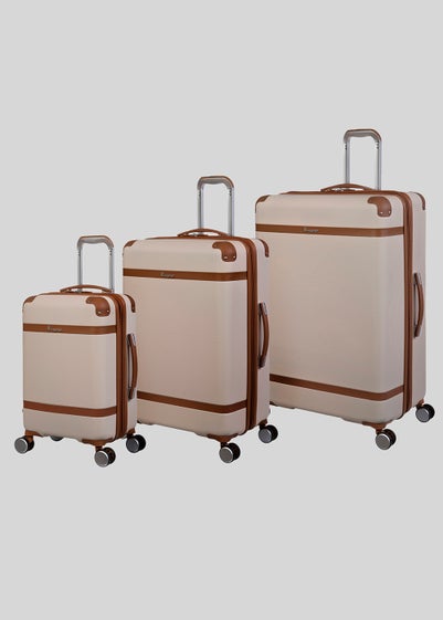 IT Luggage Cream & Tan Trim Suitcase