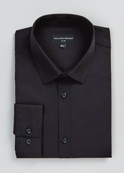 Taylor & Wright Black Easy Care Slim Fit Shirt - 14 Collar