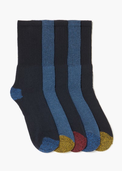 5 Pack Blue Work Socks - Sizes 6 - 8.5