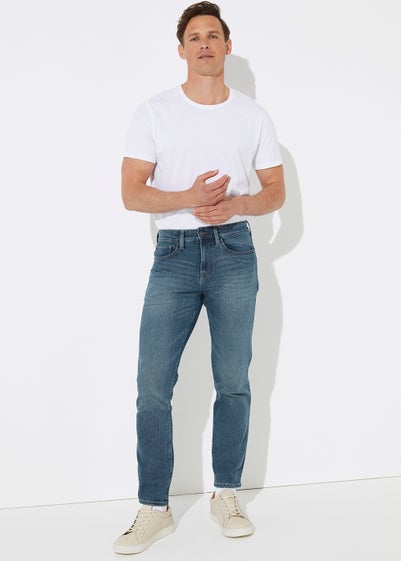 Mid Wash Stretch Slim Fit Jeans - 30 Waist Regular