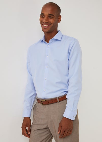 Taylor & Wright Blue Textured Slim Fit Shirt - 15 Collar