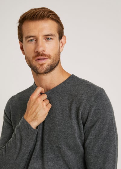 Charcoal Soft Touch V-Neck Jumper - Extra small
