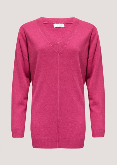 Bright Pink Super Soft V-Neck Jumper