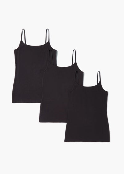 3 Pack Black Essential Cami Tops - Size 8