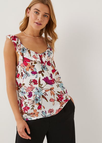 JDY Starr Floral Frill Top