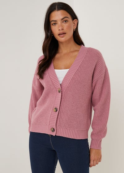 Pink Button Up Short Cardigan