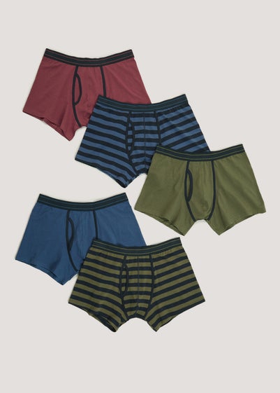 5 Pack Grey Stripe Keyhole Trunks - Matalan