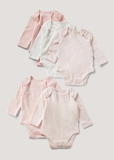 Baby 5 Pack Long Sleeve Bodysuits (Newborn-23mths) - Newborn