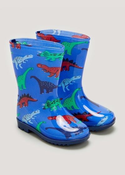 Kids Blue Dinosaur Wellies (Younger 4-12) - Size 4 Infants