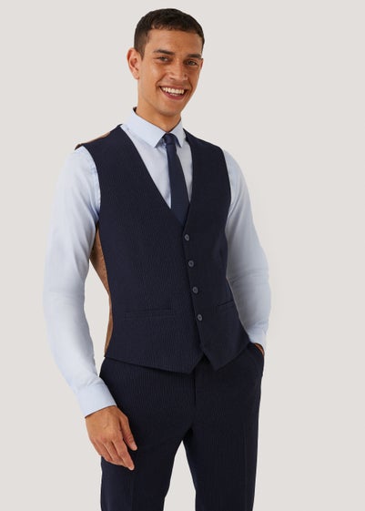 Taylor & Wright Milne Navy Skinny Fit Suit Waistcoat - Small