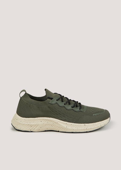 Souluxe Khaki Knitted Sports Trainers