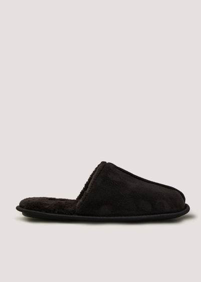 Grey Faux Fur Mule Slippers - Size 6
