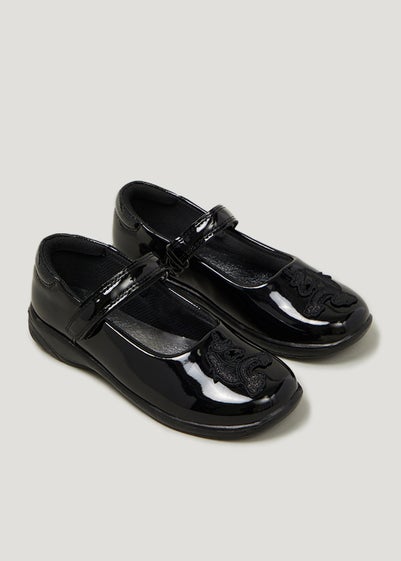Girls Black Patent Unicorn School Shoes (Younger 8-Older 3) - Size 9 Infants