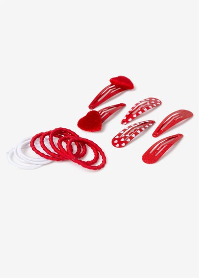 Girls 2 Pack Red School Uniform Bow Clips - One Size