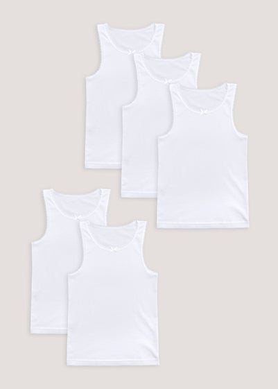 Girls 5 Pack White Vests (2-11yrs) - Age 2 - 3 Years
