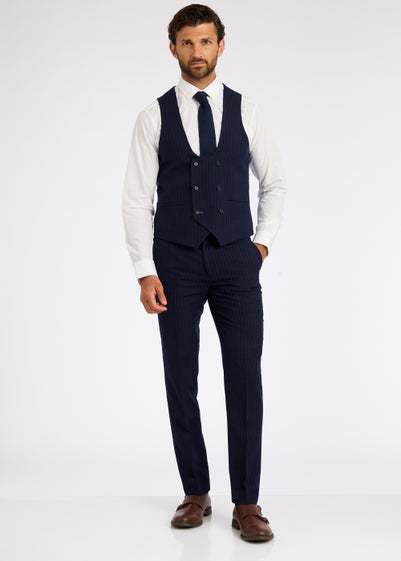 Broken Stitch Yeats Navy Pinstripe Suit Waistcoat