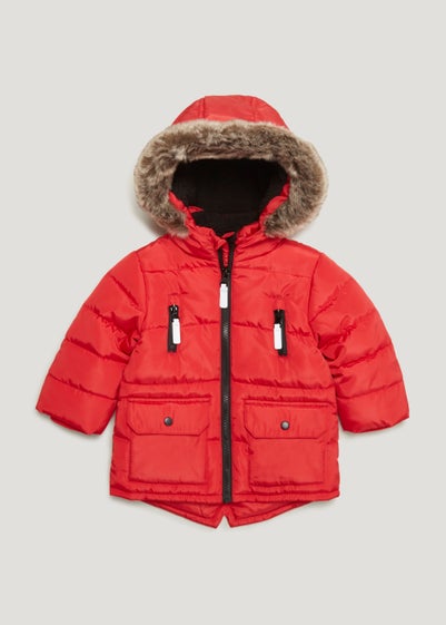 Boys Red Padded Parka Coat (9mths-6yrs) - Age 9 - 12 Months