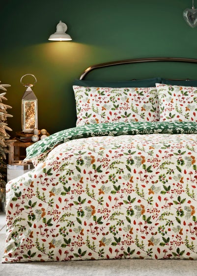 Green Woodland Christmas Duvet Cover