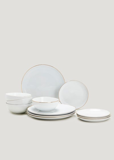 12 Piece Gold Rim Dinner Set