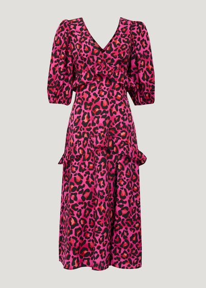 Be Beau Pink Animal Print Open Back Midi Dress