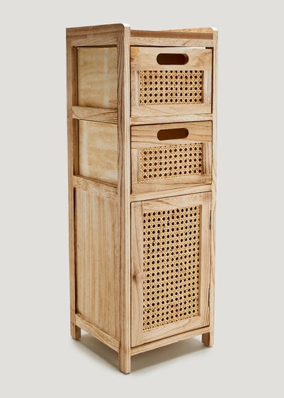 Natural Cane Narrow Storage Unit (26cm x 26cm x 77cm)