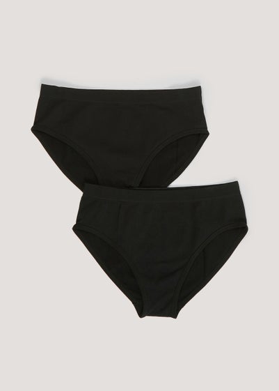 Girls 2 Pack Black Seam Free Briefs (6-13yrs)