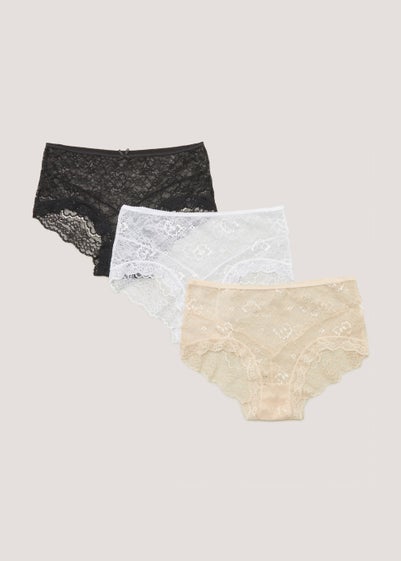 3 Pack Lace Midi Knickers - Size 8