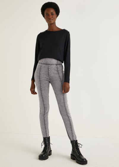 Papaya Petite Rosie Grey Biker Jeggings