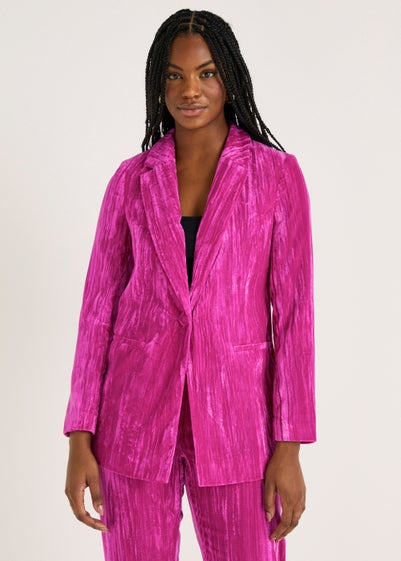 Be Beau Pink Crsuhed Velvet Blazer