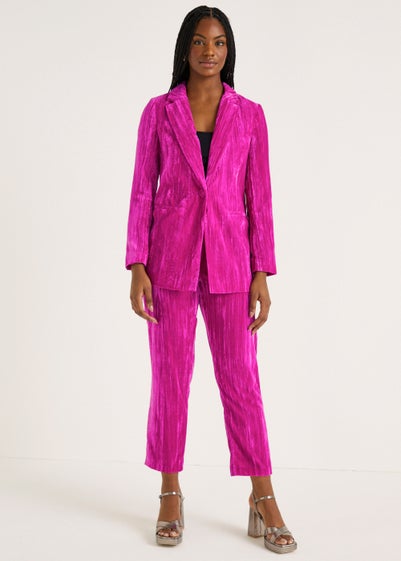 Be Beau Pink Crushed Velvet Trousers