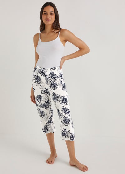 White Floral Modal Cotton Pyjama Bottoms