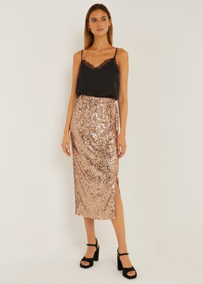 Et Vous Gold Sequin Pencil Skirt