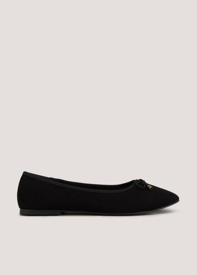 Black Wide Fit Suede Ballet Shoes - Size 3